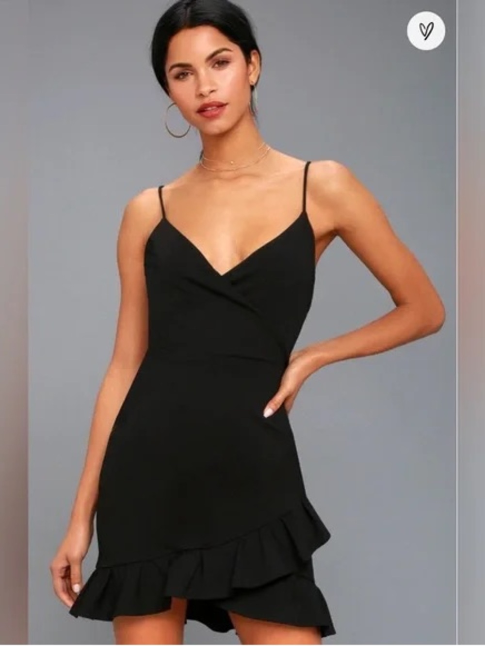 Dynamite Black Spaghetti Strap Ruffle Mini Dress